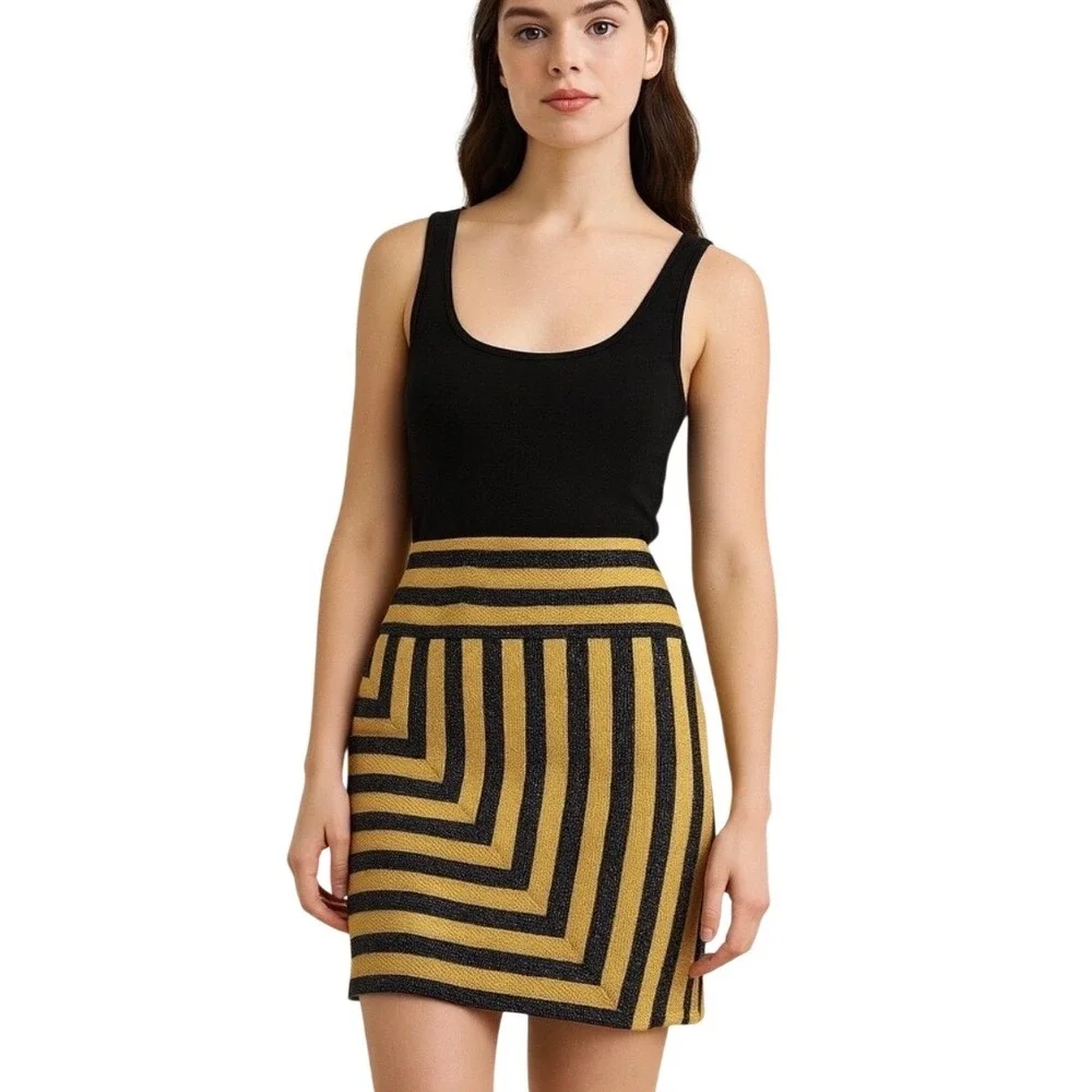 Eva‎ Franco Anthropologie Angler Pencil Skirt Chevron Neutral Motif 12 NWT